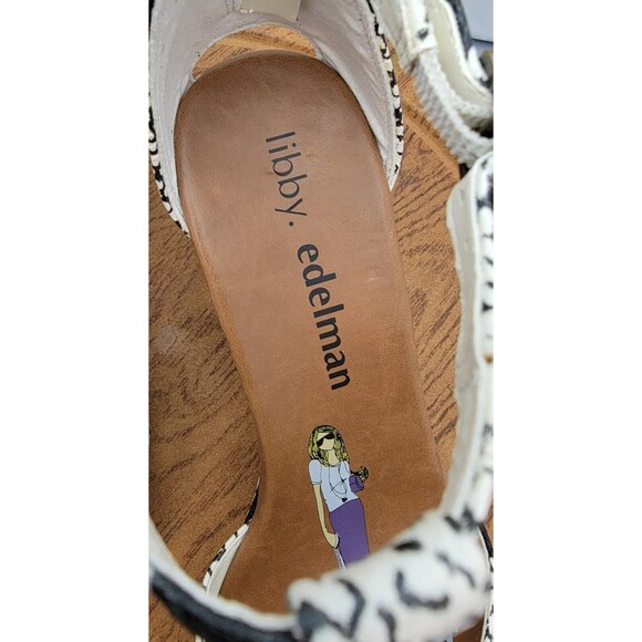 Libby Edelman White Snake Print Wedge Sandals 8M Open Toe Strappy Zip Back EUC - Picture 12 of 15